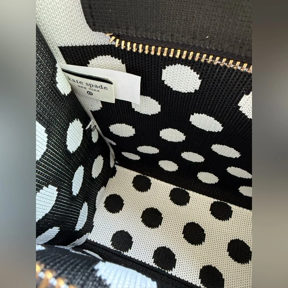NWT • Kate Spade x Target Poka Dot Black & White Knit Crossbody Bag